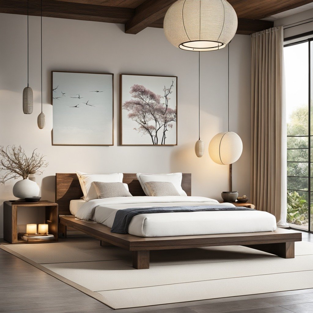 Modern Zen-Inspired Bedroom with Natural Elements
