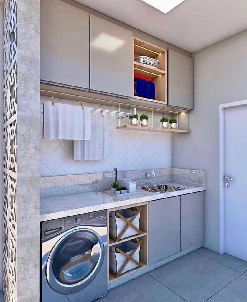 Modern and Airy Outdoor Laundry Space
