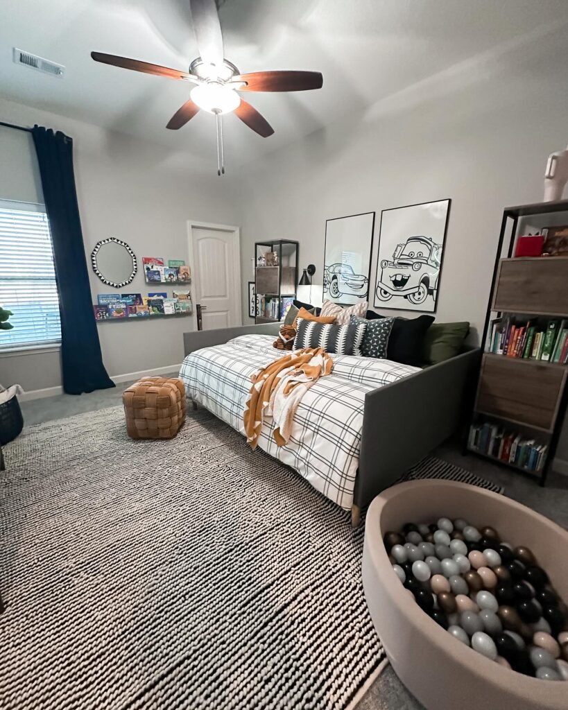 Modern and Cozy Toddler Boy Bedroom with a Playful Touch