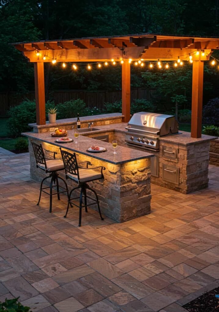  Outdoor Kitchen Island with Built-in Grill
