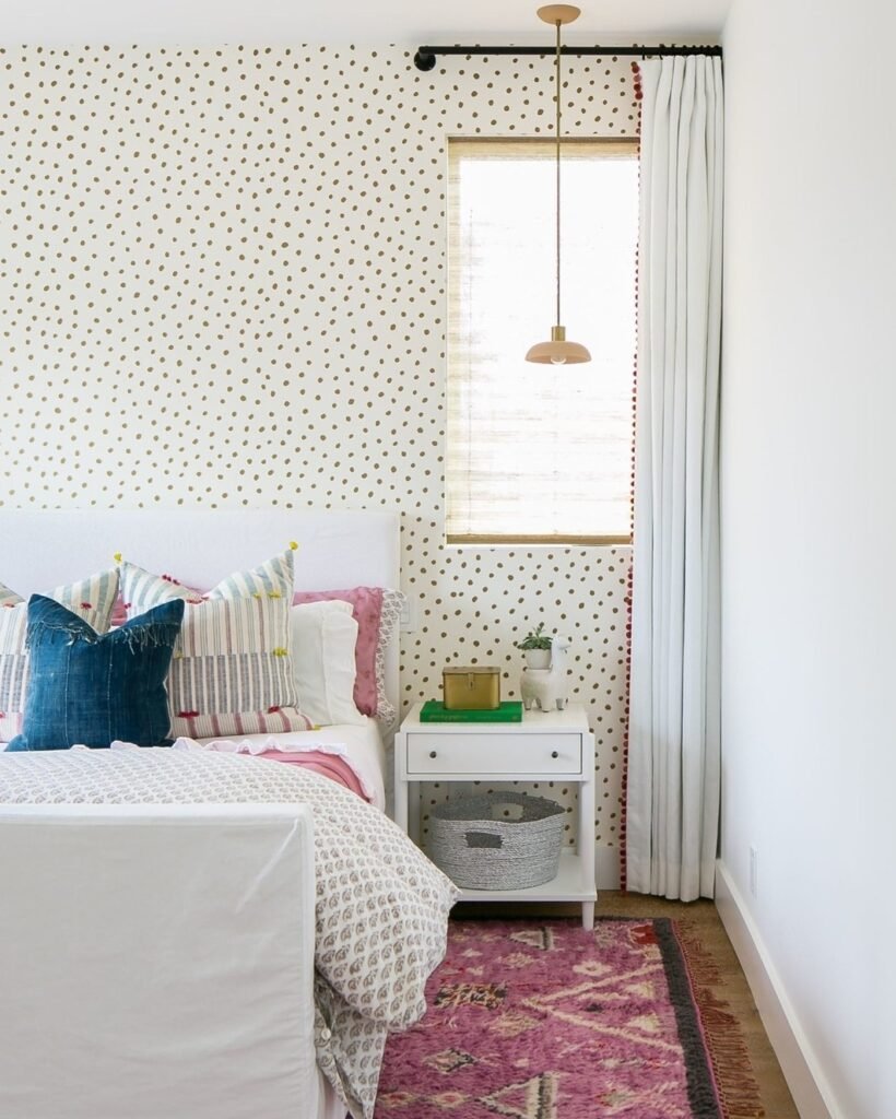 Playful Polka Dot Bedroom with a Bohemian Touch
