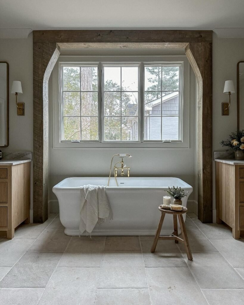 Rustic Elegance in a Serene Bathroom Retreat
