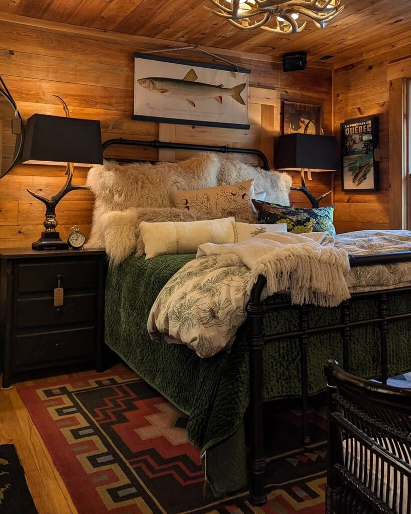 Rustic Lodge-Style Bedroom with Cozy Cabin Vibes
