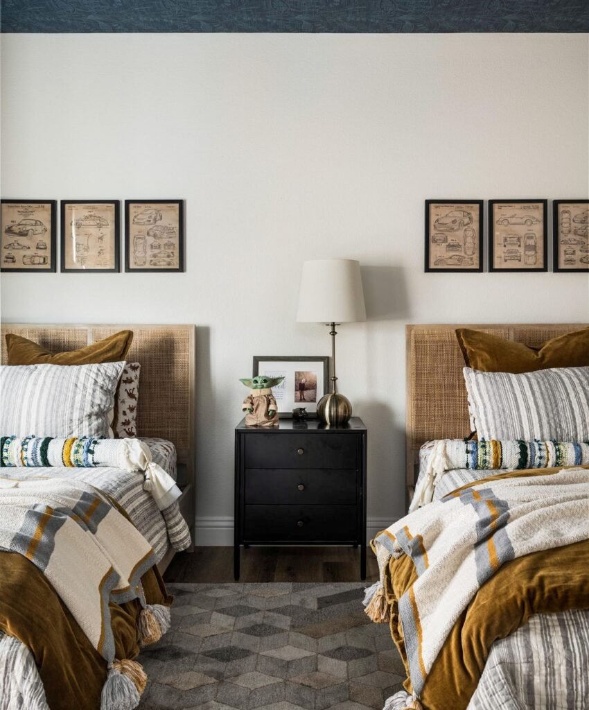 Rustic Twin Boys’ Bedroom with a Vintage Touch
