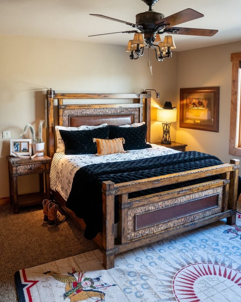 Rustic Western Bedroom with Classic Cowboy Charm
