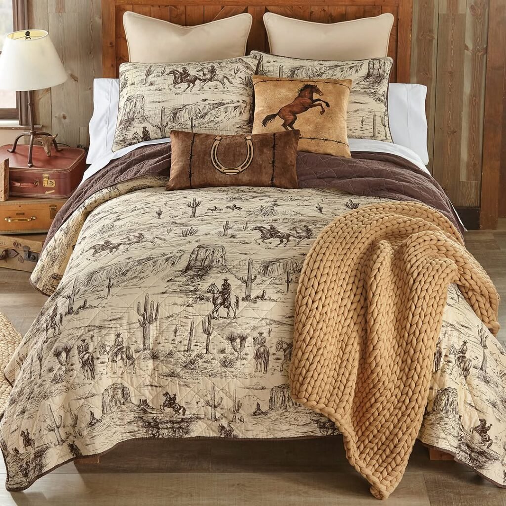 Rustic Western Bedroom with Cowboy-Inspired Charm
