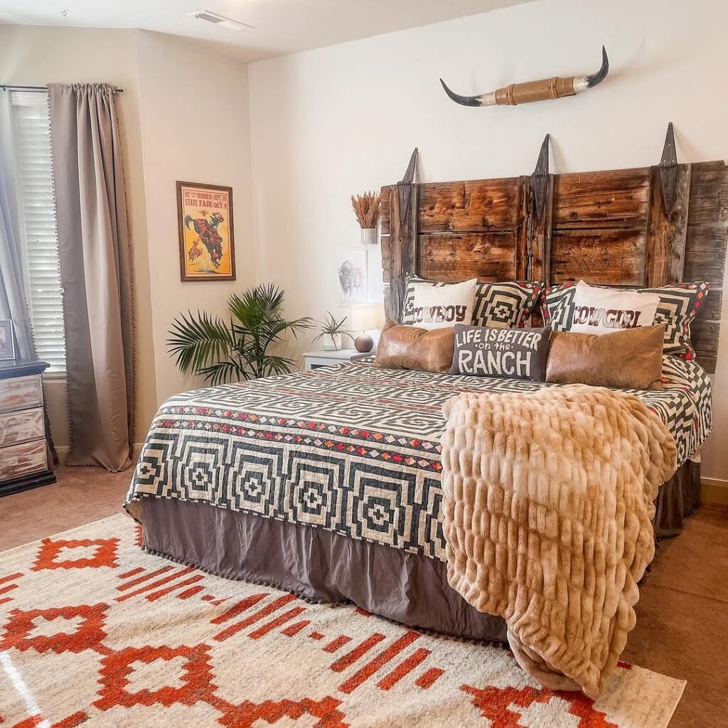 Rustic Western Bedroom with Ranch-Style Charm
