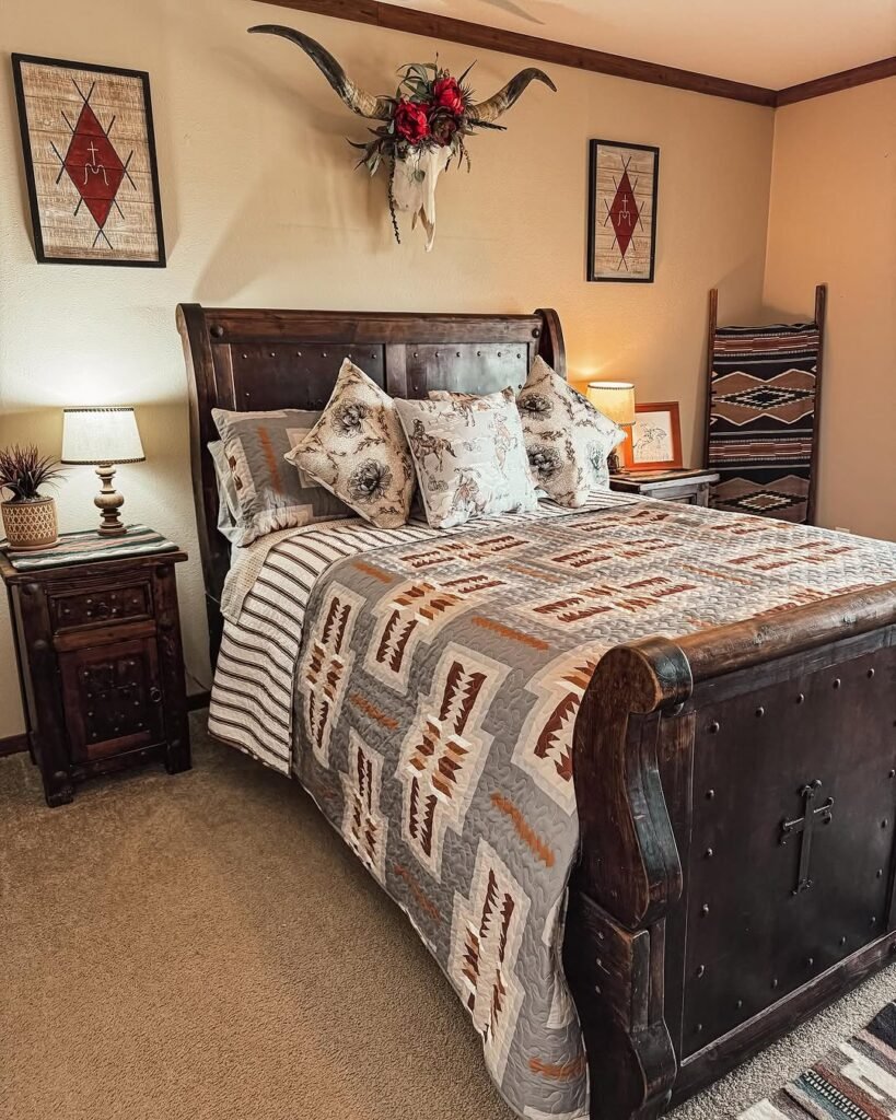 Rustic Western Bedroom with Southwestern Charm
