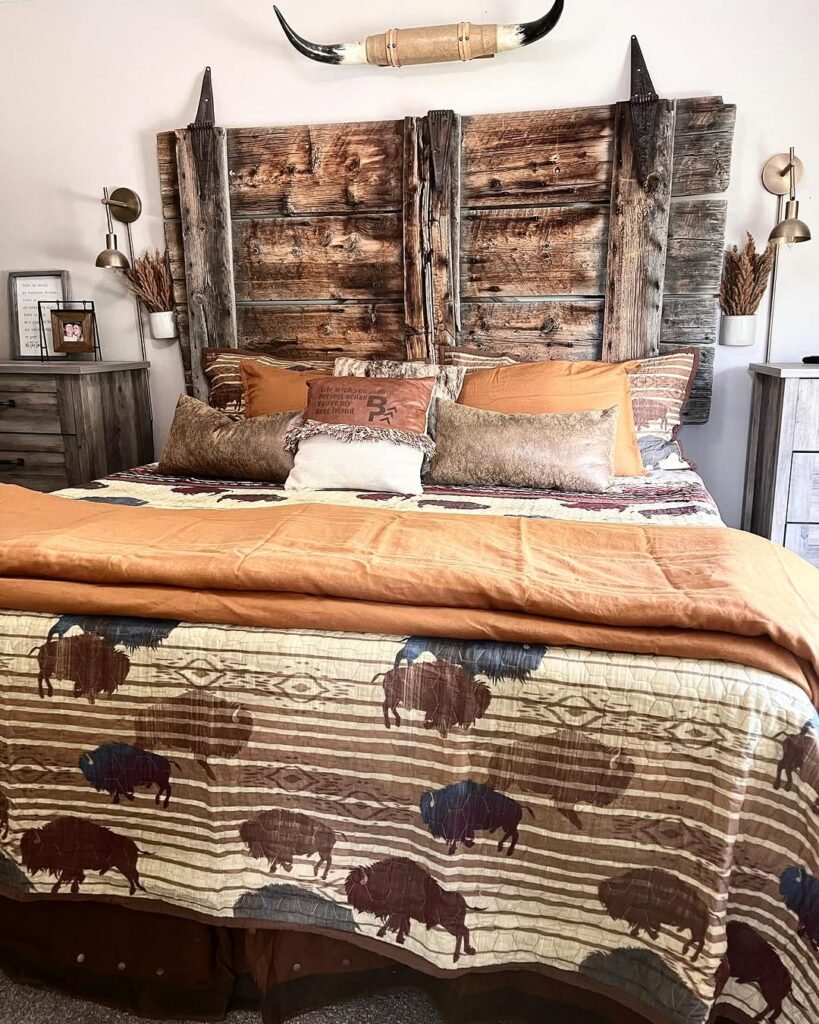 Rustic Western Bedroom with a Bold Statement
