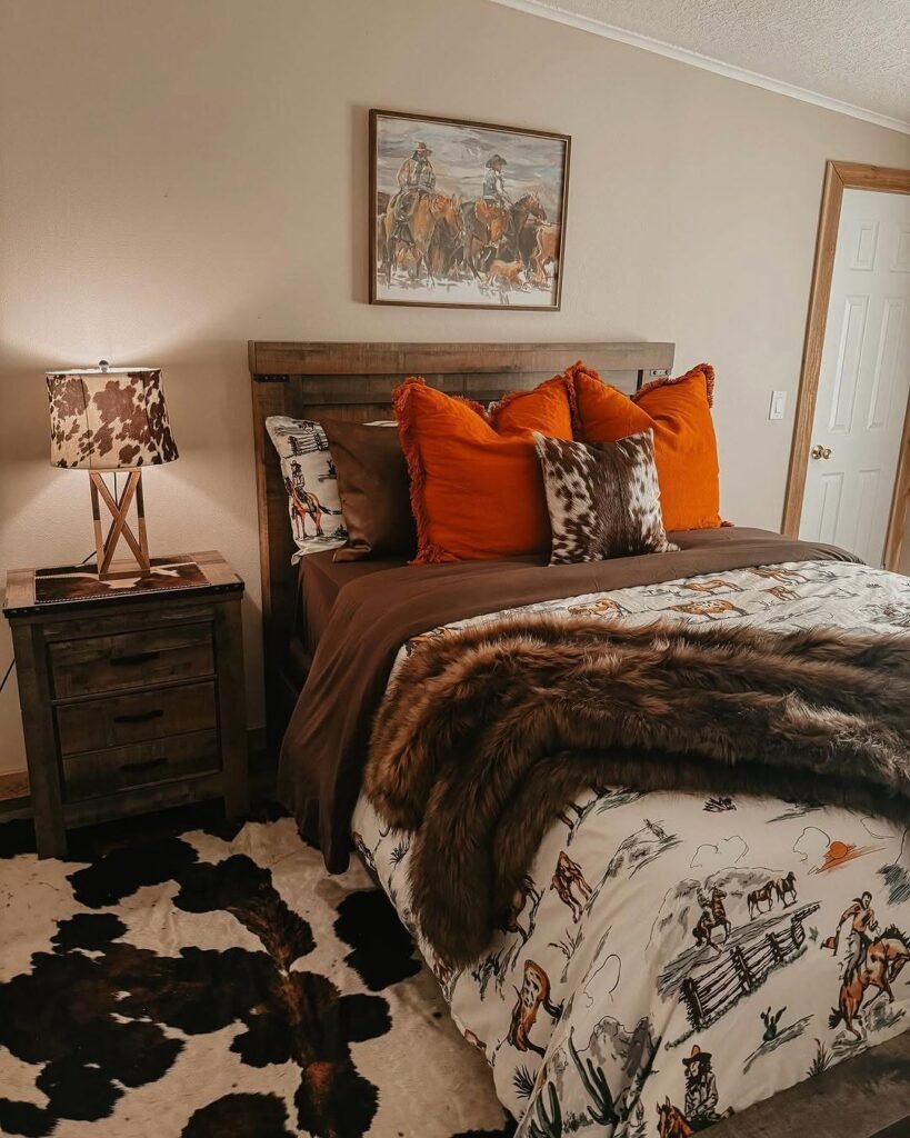 Rustic Western Bedroom with a Cozy Ranch Feel
