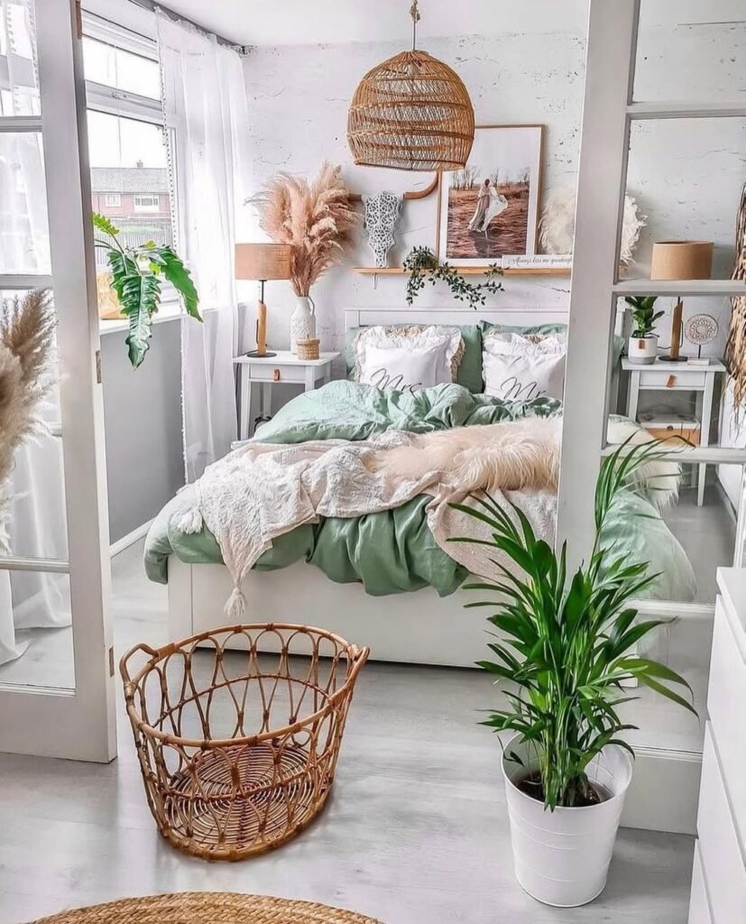 Serene Boho-Chic Bedroom with Natural Accents
