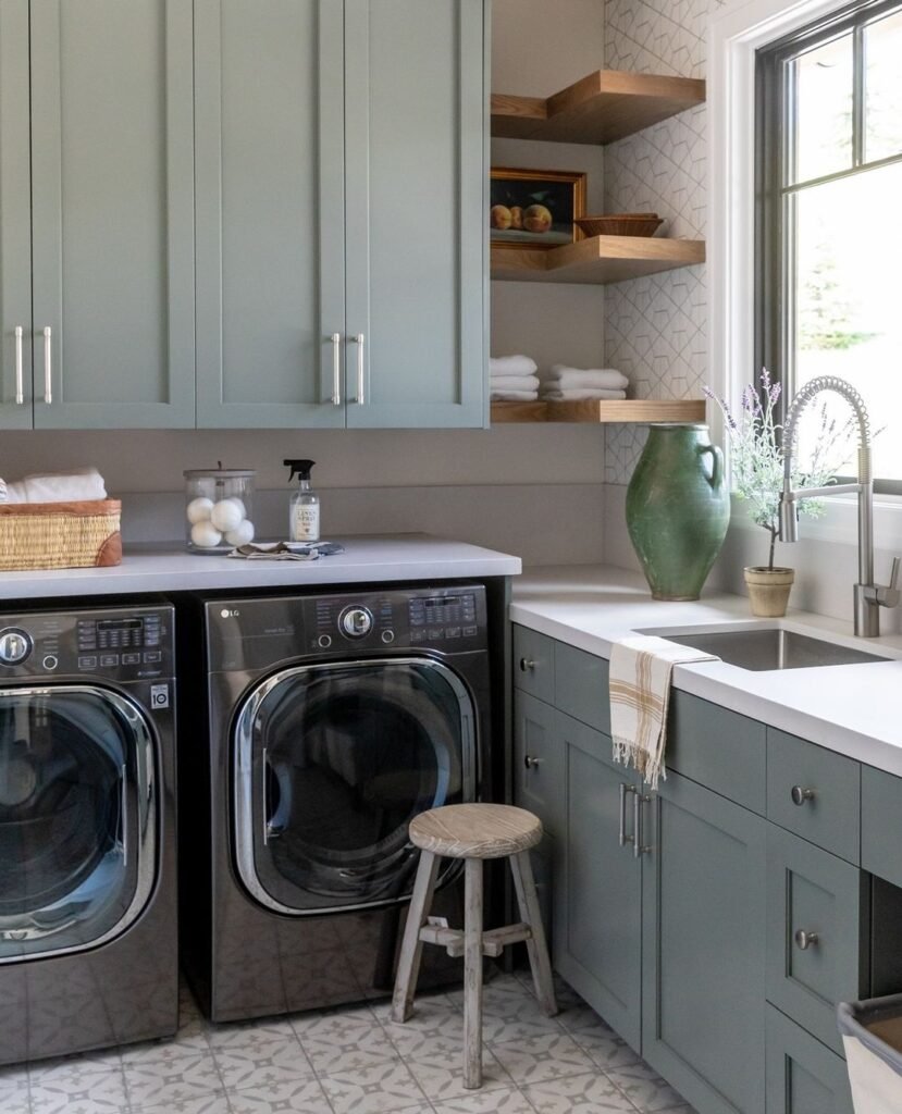 Serene and Functional Laundry Room Design
