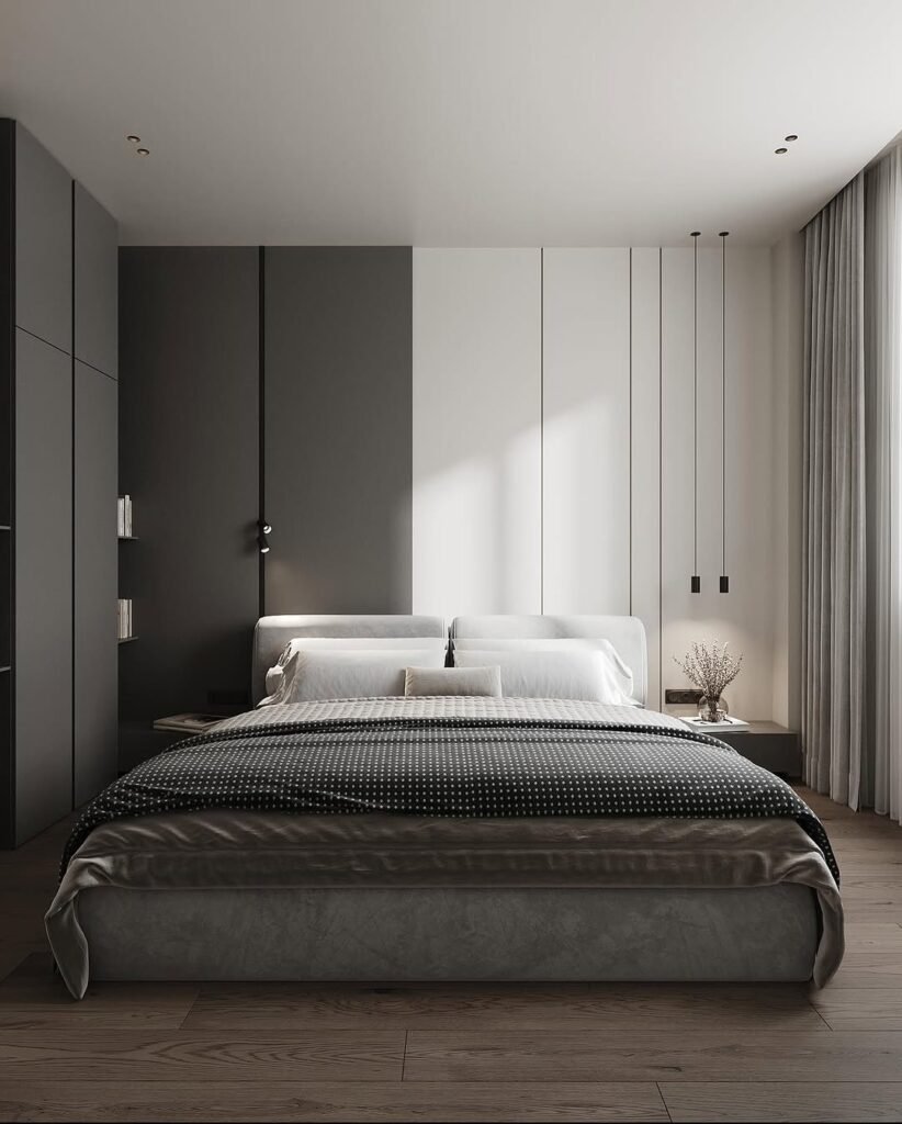 Sleek Monochrome Minimalist Bedroom

