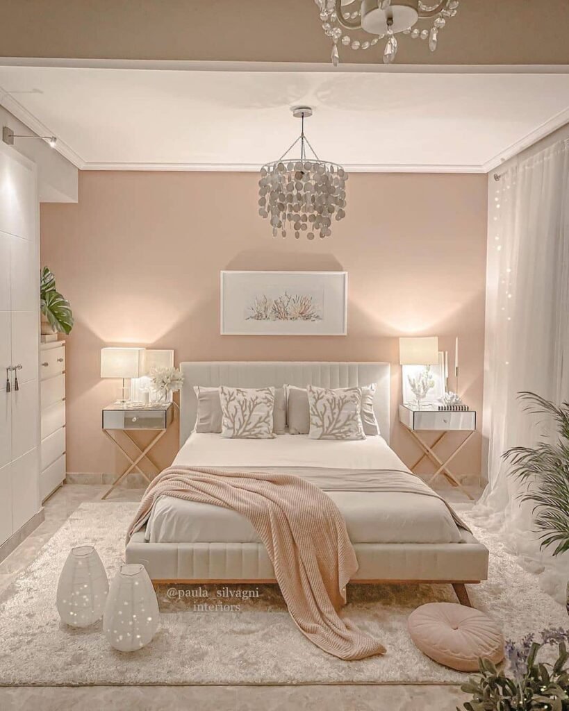 Soft Blush Bedroom with a Serene Ambiance
