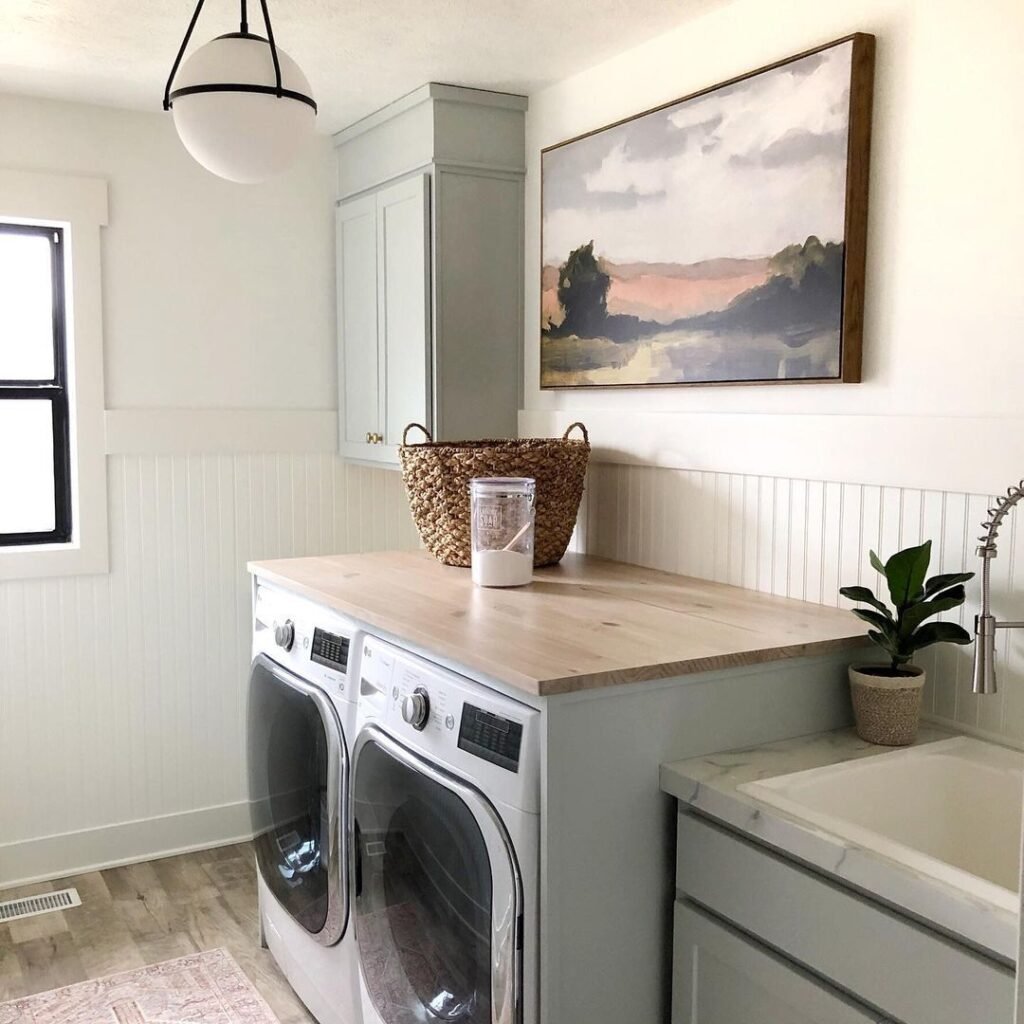 Soft and Serene Farmhouse Laundry Room
