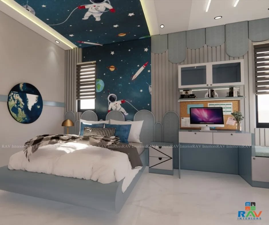 Space-Themed Toddler Bedroom with a Futuristic Touch
