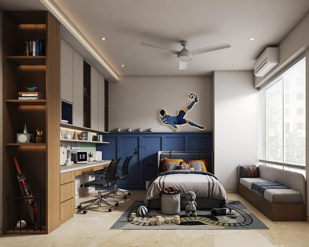 Stylish Soccer-Themed Bedroom for Kids
