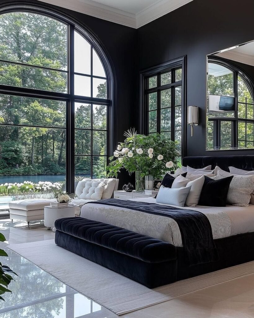 Timeless Elegance A Luxurious Black and White Master Bedroom
