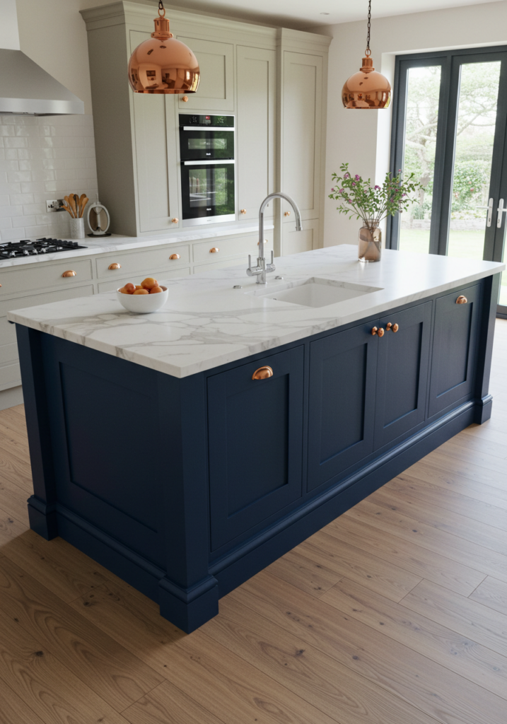 Two-Tone Kitchen Island with Bold Contrast
