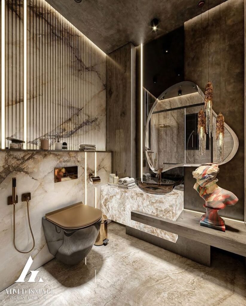 Ultra-Luxurious Modern Bathroom with Artistic Flair
