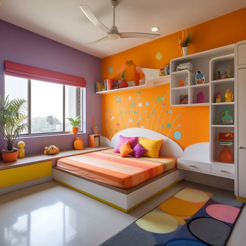 Vibrant Bloom A Playful Kids' Room Bursting with Energy
