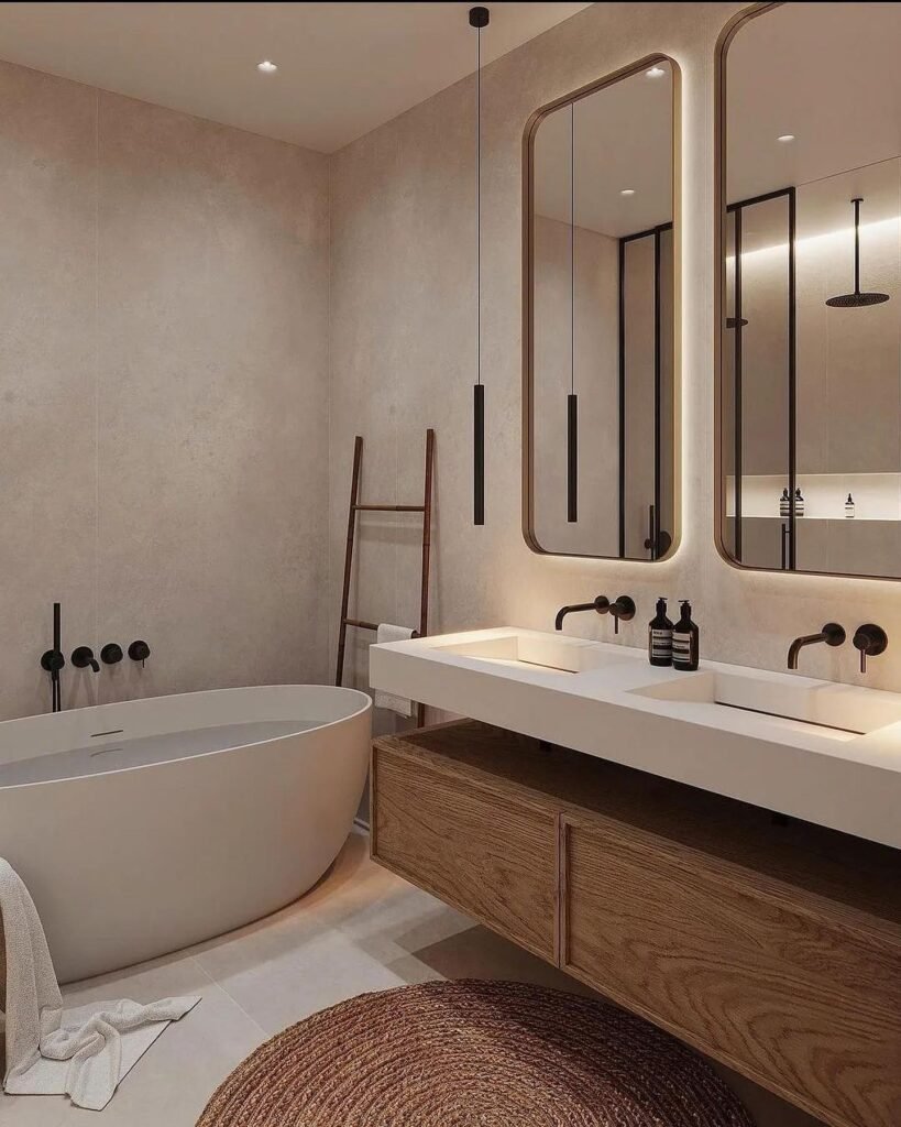 Warm and Minimalist Spa-Inspired Bathroom
