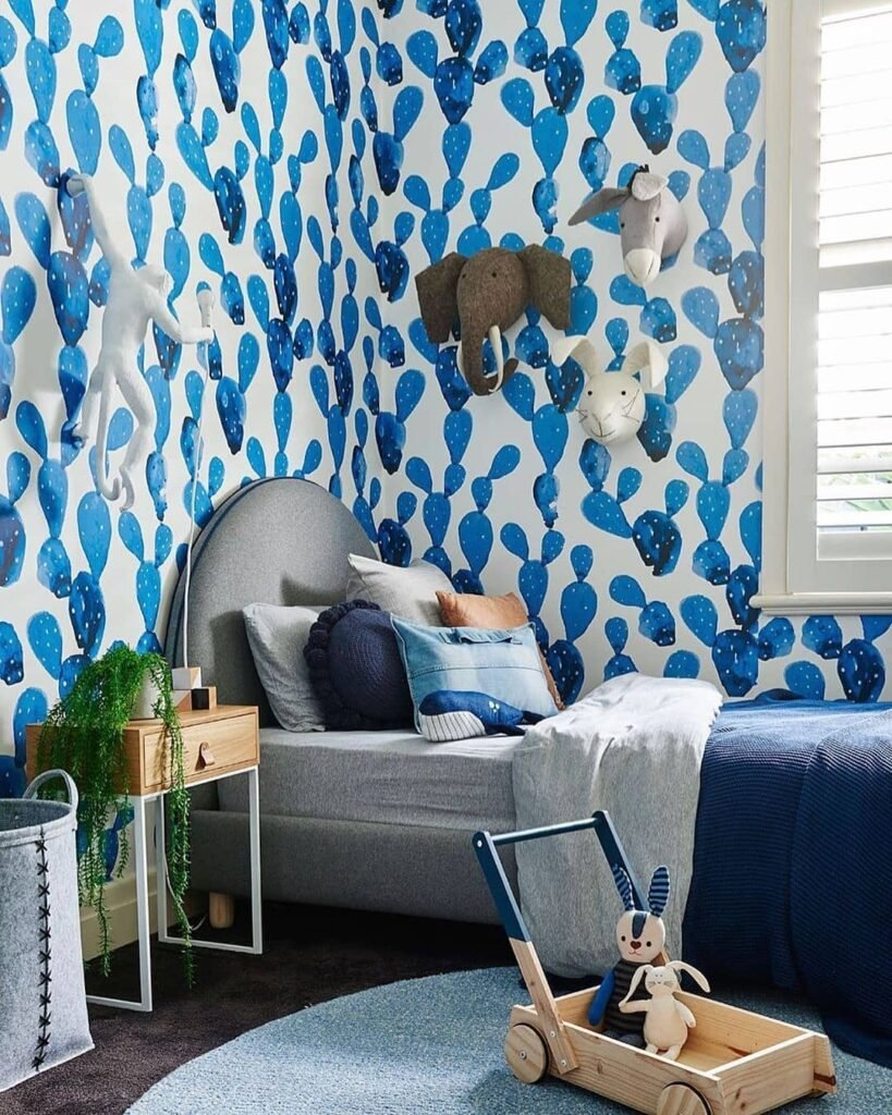 Whimsical Blue-Themed Kids' Bedroom
