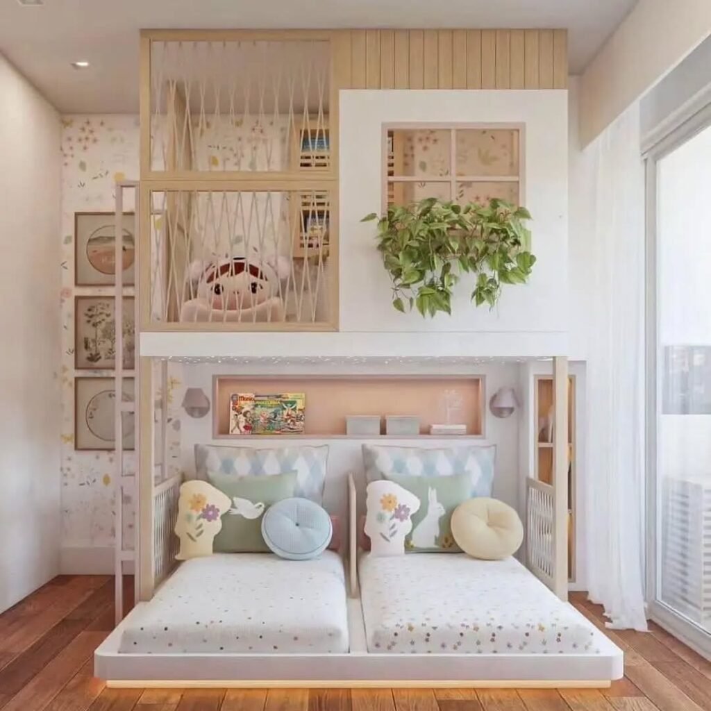 Whimsical Loft Retreat A Cozy Kids’ Bedroom with Playful Elegance
