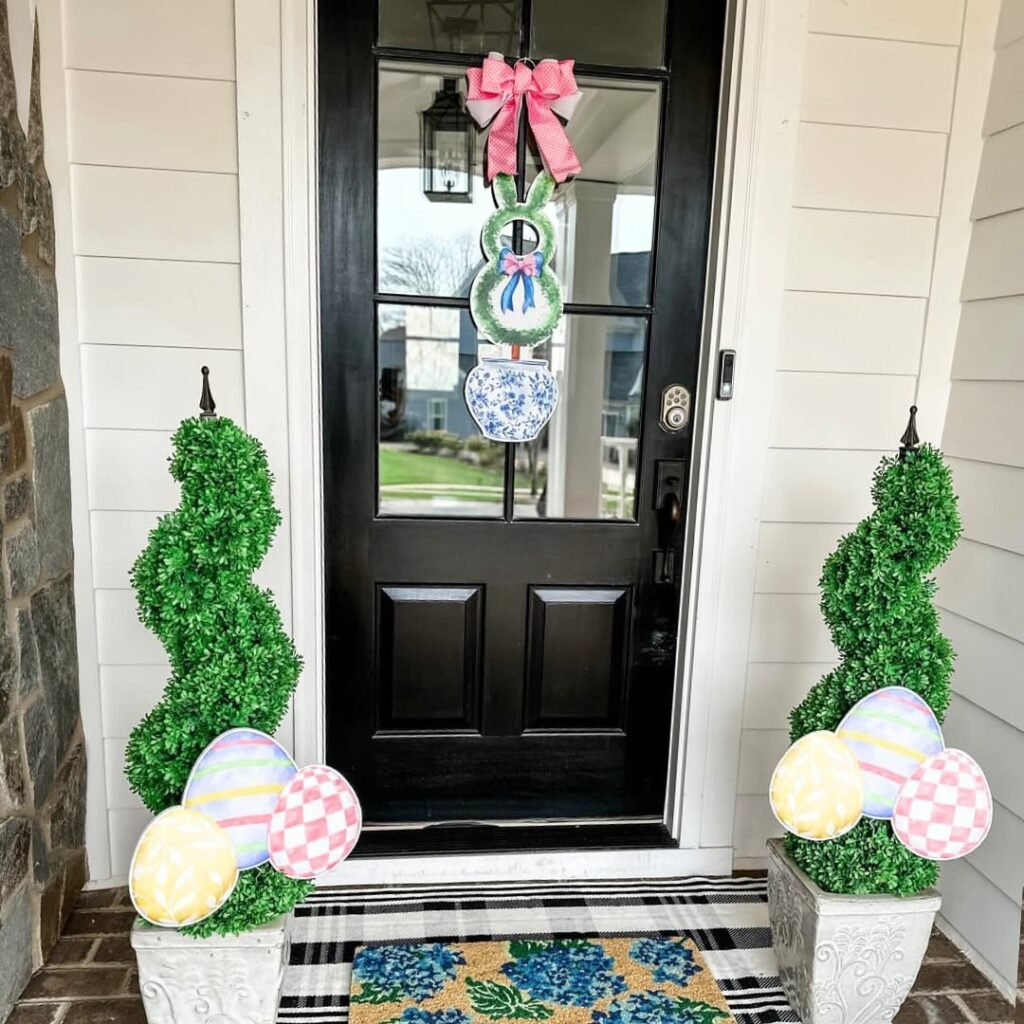 Cheerful Easter-Themed Spring Front Porch
