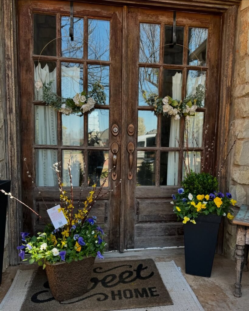 Cozy Country Porch with Seasonal Blooms
