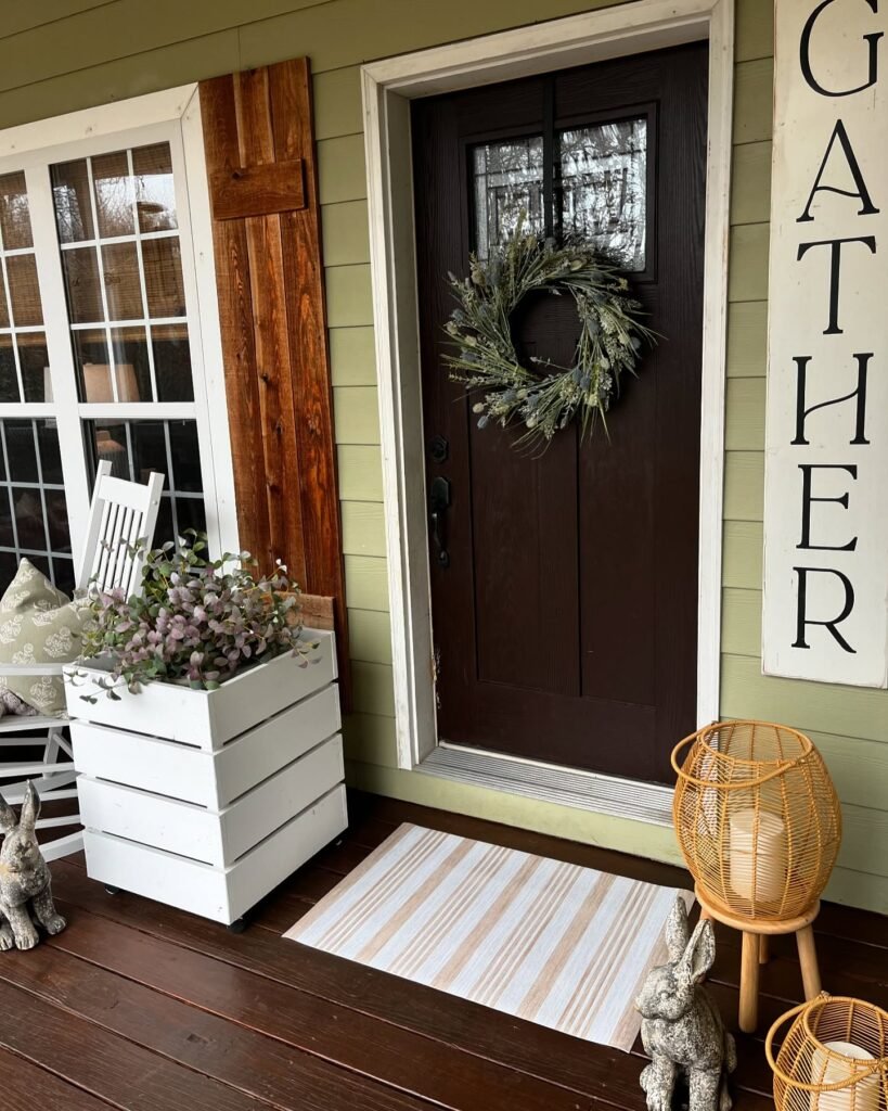 Cozy & Rustic Spring Porch with Neutral Accents
