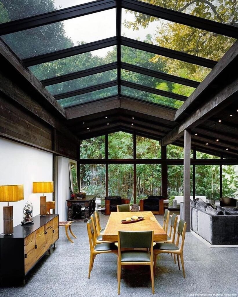 Mid-Century Modern Dining Room with Nature-Inspired Elegance
