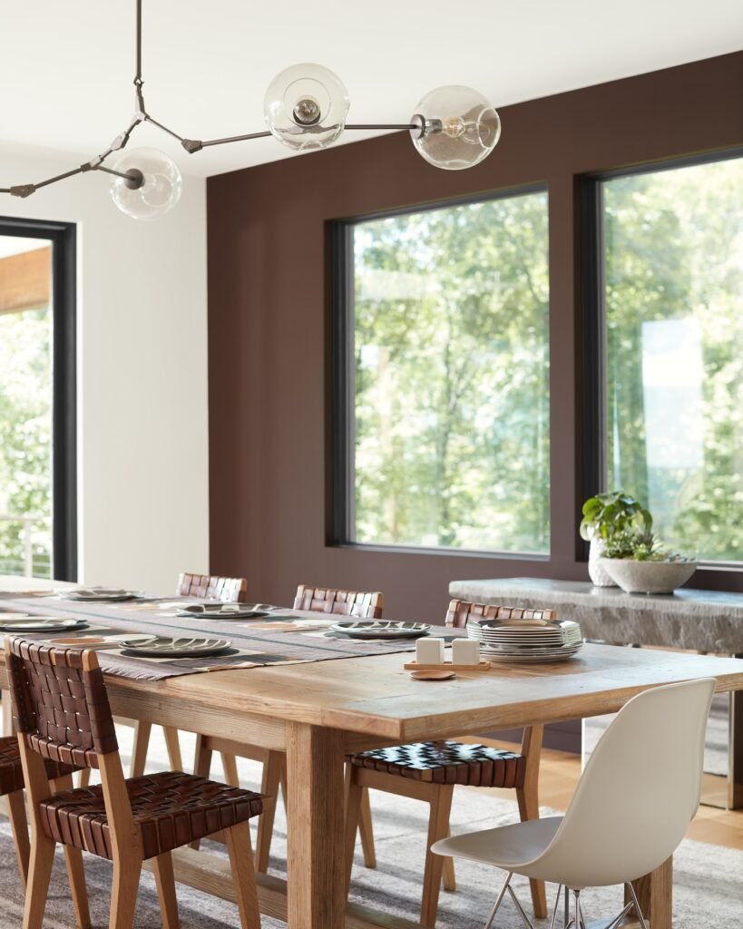 Modern Rustic Dining with a Warm, Earthy Palette

