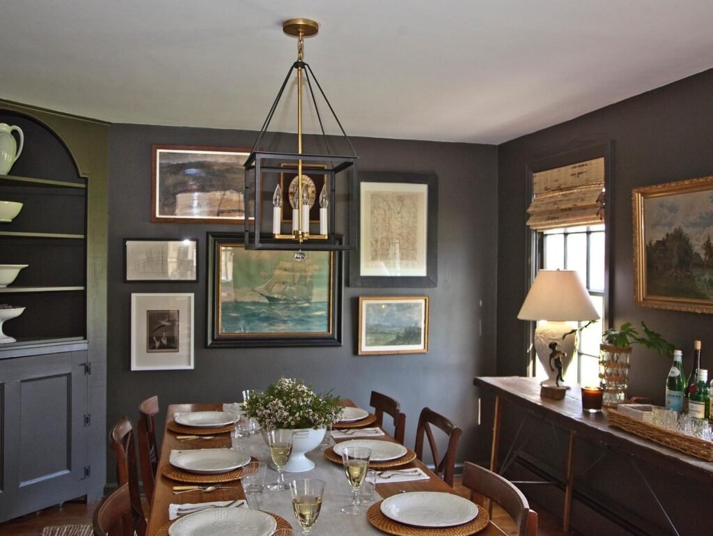 Moody Dark Gray Dining Room

