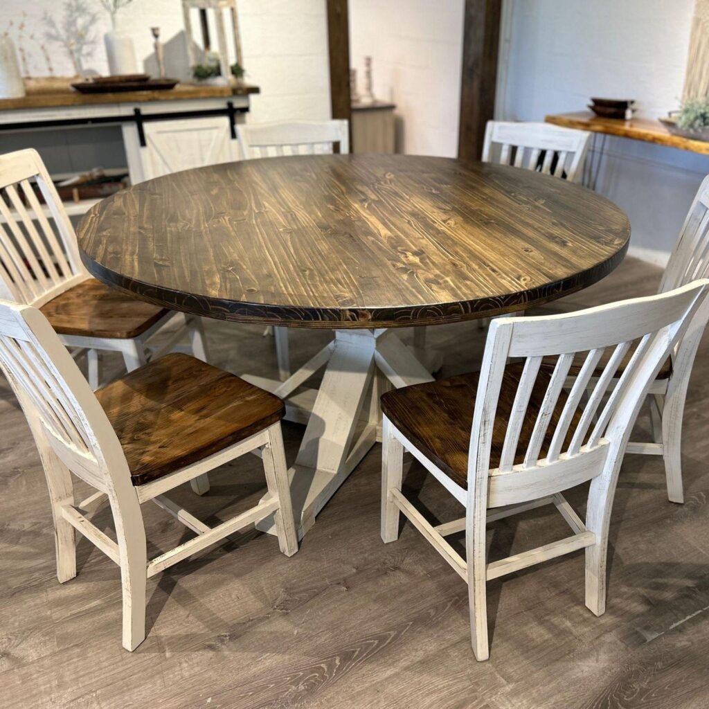 Rustic Farmhouse Round Dining Table
