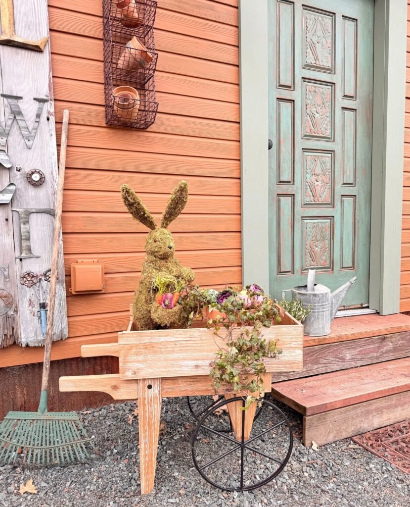 Rustic Spring Front Porch with Whimsical Charm
