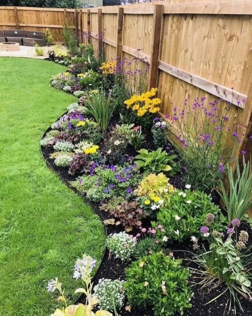 Vibrant Border Flower Bed Design
