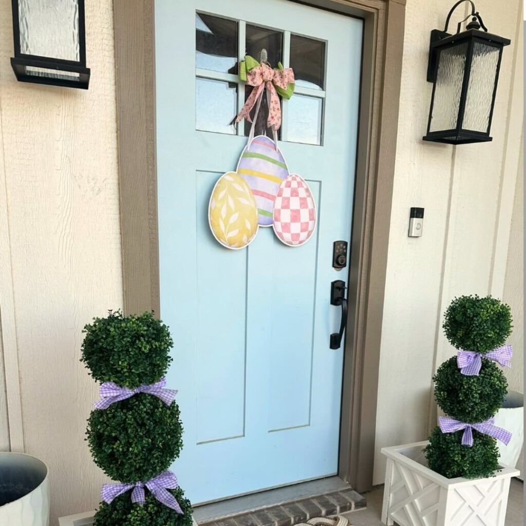 Whimsical Easter Front Porch with a Pastel Touch
